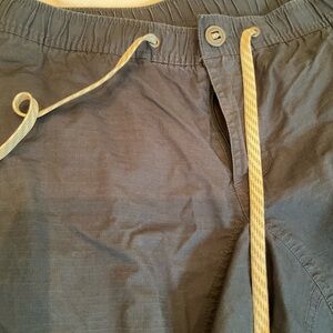 Vuori navy blue Ripstop Climbing Joggers with Cream Drawstring